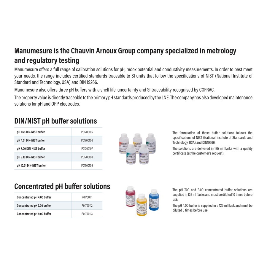 COFRAC-Certified pH 4, 7 and 9 Buffer Set - 3 x 5 Doses
